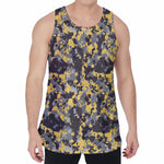 Yellow Black And Grey Digital Camo Print Men's Velvet Tank Top