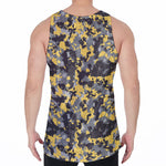 Yellow Black And Grey Digital Camo Print Men's Velvet Tank Top