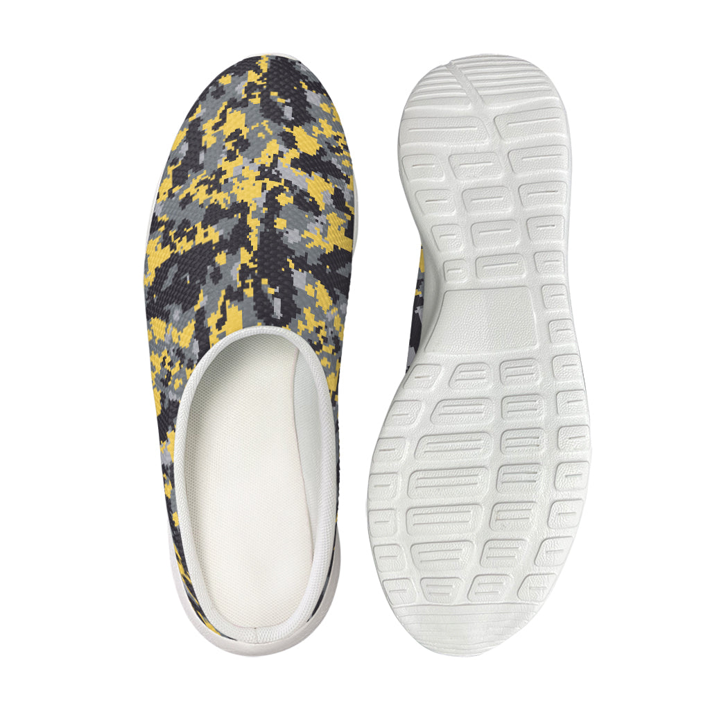 Yellow Black And Grey Digital Camo Print Mesh Casual Shoes