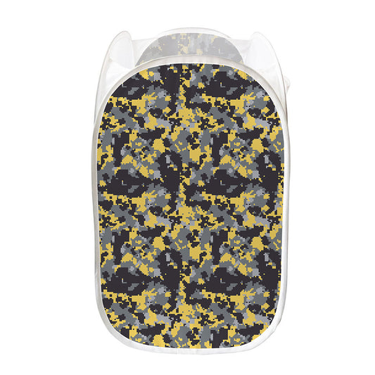 Yellow Black And Grey Digital Camo Print Mesh Laundry Hamper