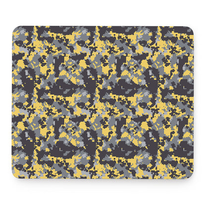Yellow Black And Grey Digital Camo Print Mouse Pad