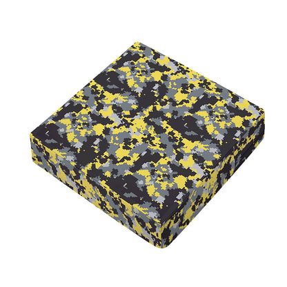 Yellow Black And Grey Digital Camo Print Outdoor Seat Cushion Cover