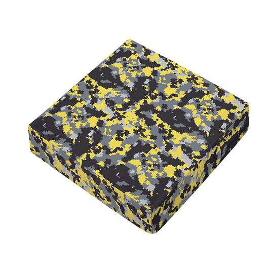 Yellow Black And Grey Digital Camo Print Outdoor Seat Cushion Cover
