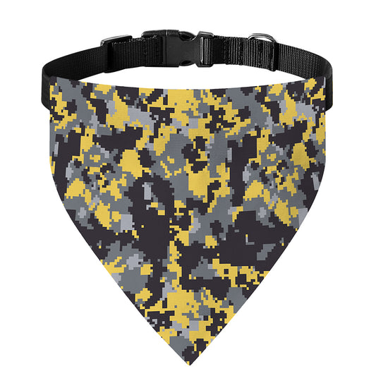 Yellow Black And Grey Digital Camo Print Over The Collar Dog Bandana