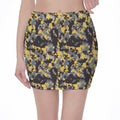 Yellow Black And Grey Digital Camo Print Pencil Mini Skirt
