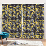 Yellow Black And Grey Digital Camo Print Pencil Pleat Curtains