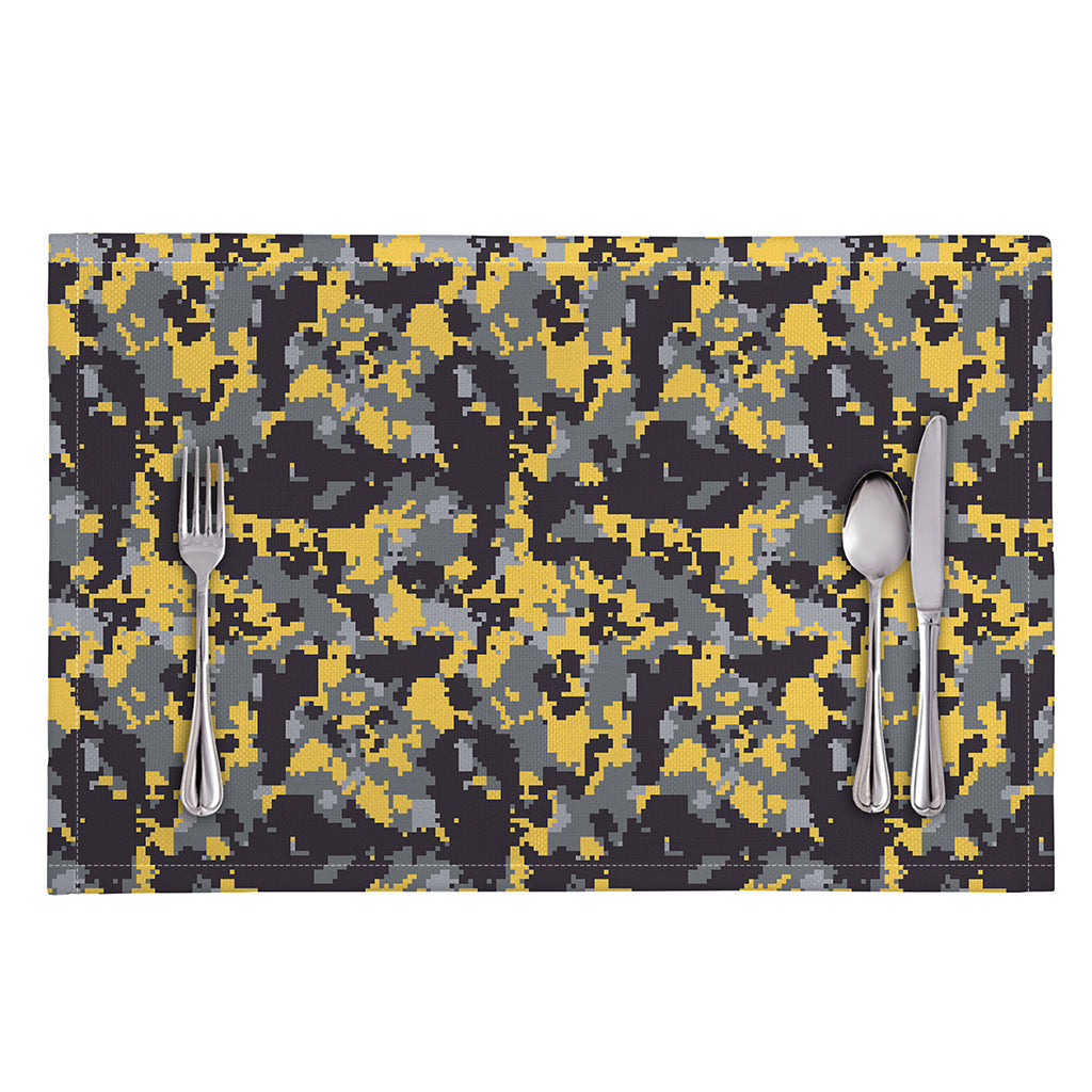 Yellow Black And Grey Digital Camo Print Placemat