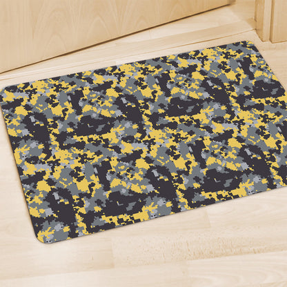 Yellow Black And Grey Digital Camo Print Polyester Doormat