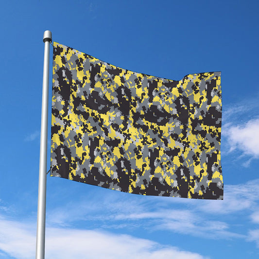 Yellow Black And Grey Digital Camo Print Polyester Flag
