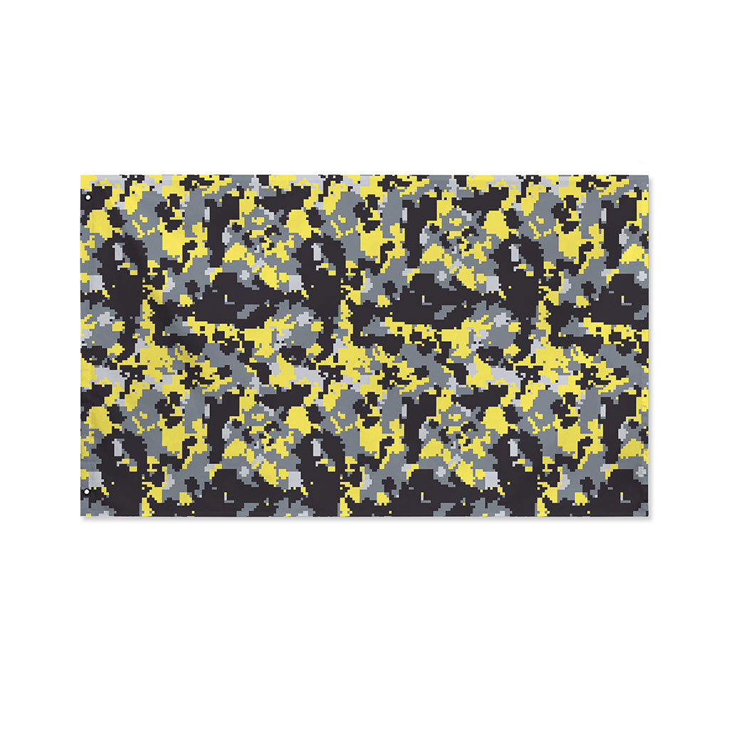 Yellow Black And Grey Digital Camo Print Polyester Flag