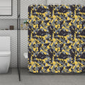 Yellow Black And Grey Digital Camo Print Polyester Shower Curtain