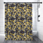 Yellow Black And Grey Digital Camo Print Premium Shower Curtain