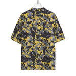 Yellow Black And Grey Digital Camo Print Rayon Hawaiian Shirt