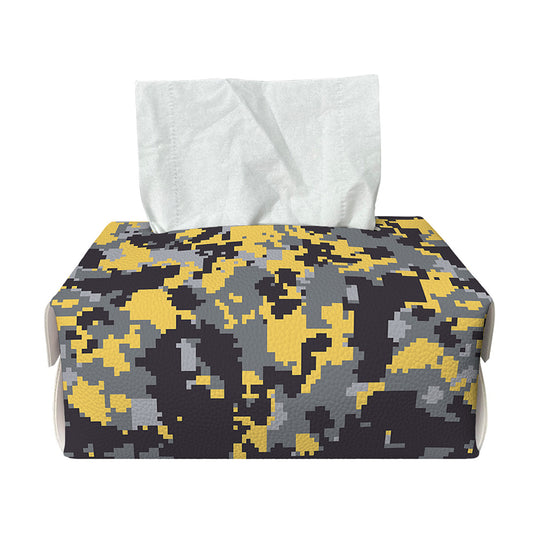 Yellow Black And Grey Digital Camo Print Rectangle Tissue Box Cover