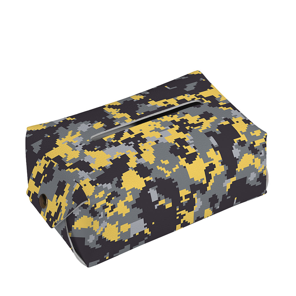 Yellow Black And Grey Digital Camo Print Rectangle Tissue Box Cover