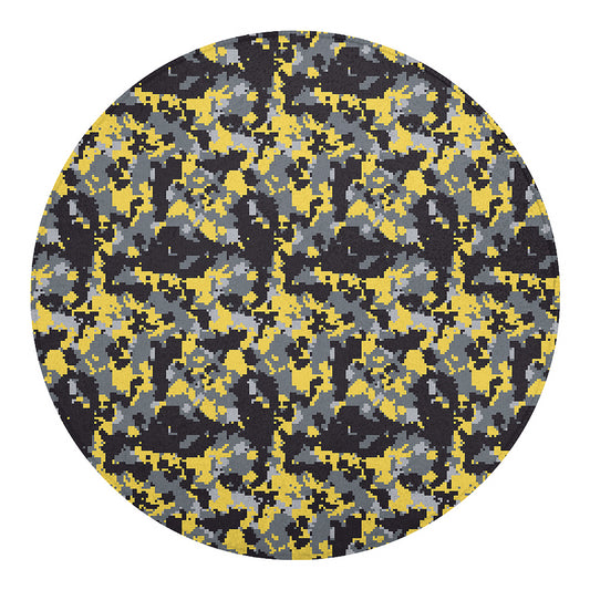 Yellow Black And Grey Digital Camo Print Round Blanket