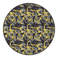 Yellow Black And Grey Digital Camo Print Round Floor Mat