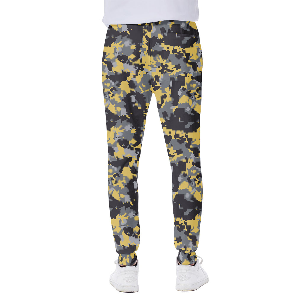 Yellow Black And Grey Digital Camo Print Scuba Joggers