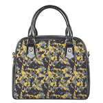 Yellow Black And Grey Digital Camo Print Shoulder Handbag