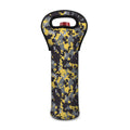Yellow Black And Grey Digital Camo Print Single Neoprene Wine Tote