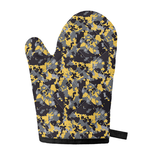 Yellow Black And Grey Digital Camo Print Single Oven Mitt