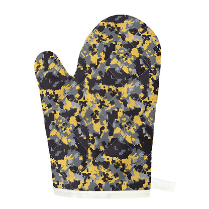 Yellow Black And Grey Digital Camo Print Single Oven Mitt