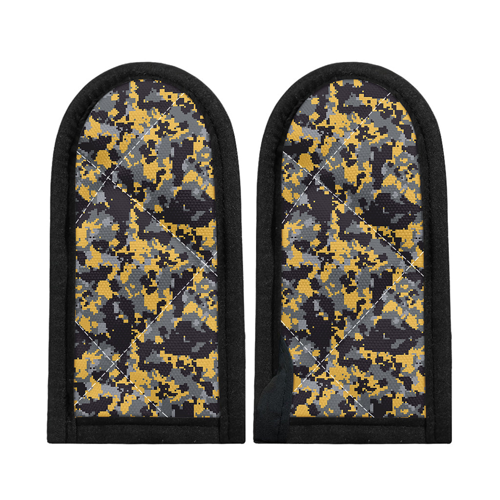 Yellow Black And Grey Digital Camo Print Skillet Handle Cover