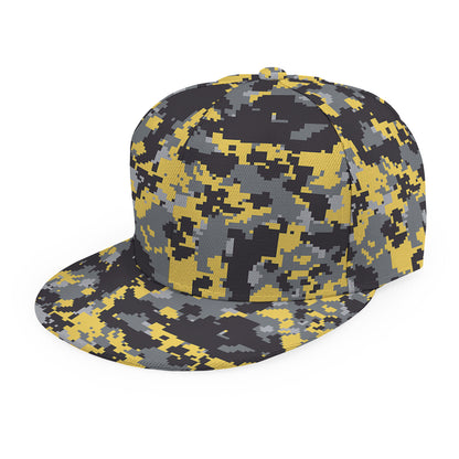 Yellow Black And Grey Digital Camo Print Snapback Cap