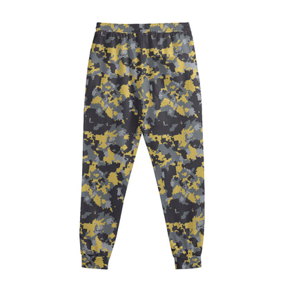 Yellow Black And Grey Digital Camo Print Sweatpants