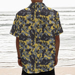 Yellow Black And Grey Digital Camo Print Textured Short Sleeve Shirt