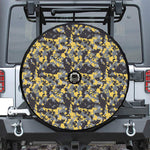 Yellow Black And Grey Digital Camo Print Tire Cover With Camera Hole