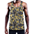 Yellow Black And Grey Digital Camo Print Men's Workout Tank Top