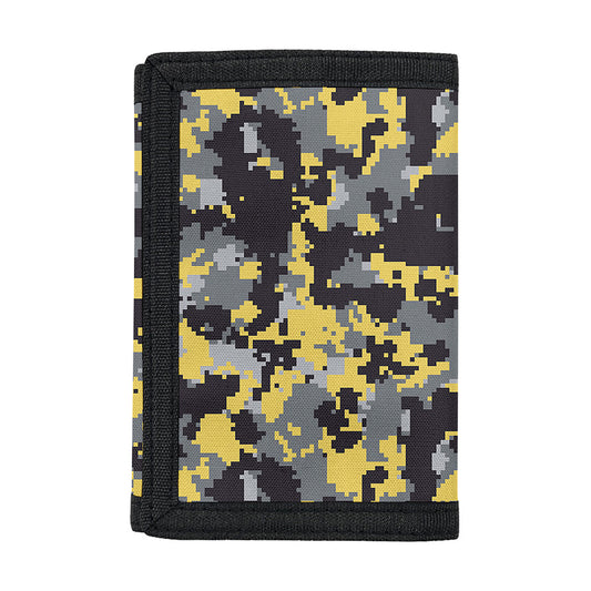 Yellow Black And Grey Digital Camo Print Trifold Wallet