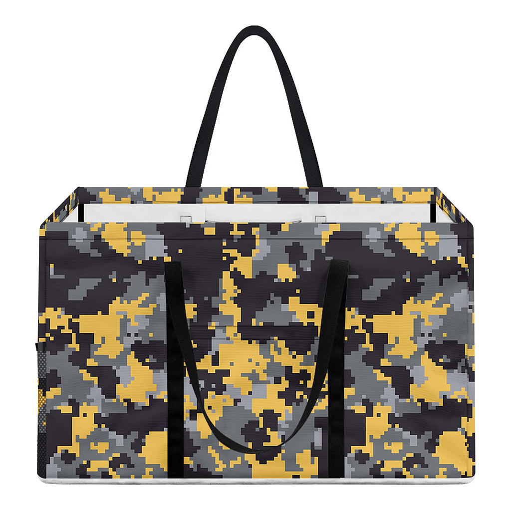 Yellow Black And Grey Digital Camo Print Utility Tote Bag