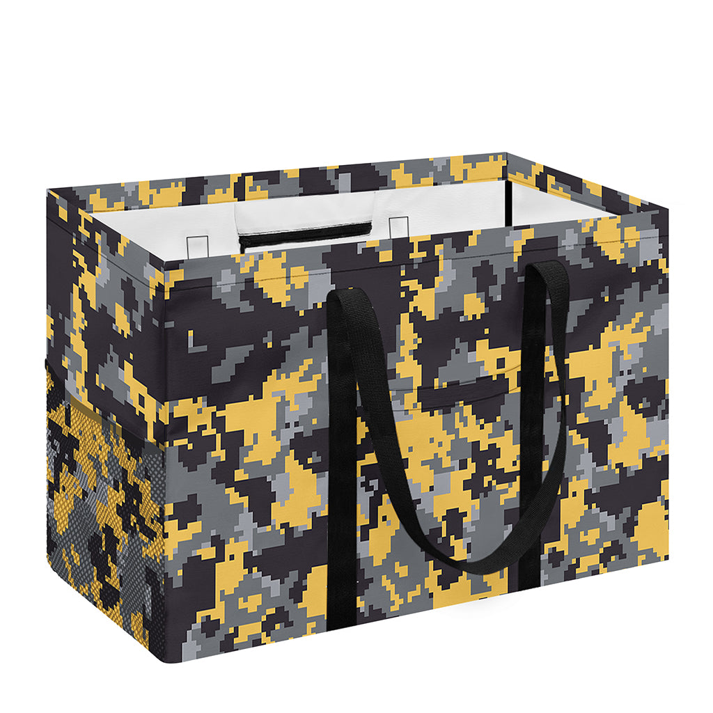 Yellow Black And Grey Digital Camo Print Utility Tote Bag