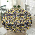 Yellow Black And Grey Digital Camo Print Waterproof Round Tablecloth