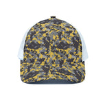 Yellow Black And Grey Digital Camo Print White Mesh Trucker Cap
