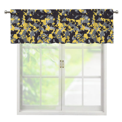 Yellow Black And Grey Digital Camo Print Window Valance