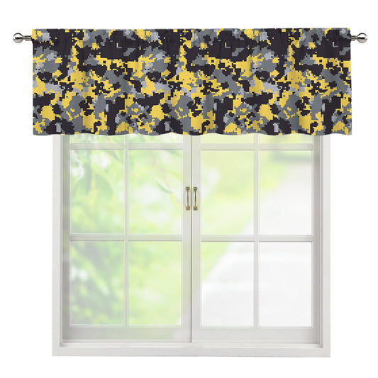 Yellow Black And Grey Digital Camo Print Window Valance
