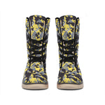 Yellow Black And Grey Digital Camo Print Winter Boots