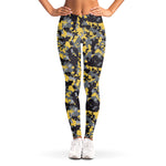 Yellow Black And Grey Digital Camo Print Women's Leggings
