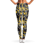 Yellow Black And Grey Digital Camo Print Women's Leggings