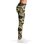 Yellow Black And Grey Digital Camo Print Women's Leggings