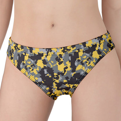 Yellow Black And Grey Digital Camo Print Women's Panties