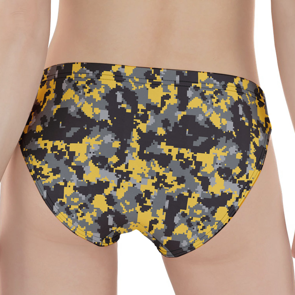 Yellow Black And Grey Digital Camo Print Women's Panties
