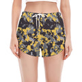 Yellow Black And Grey Digital Camo Print Women's Split Running Shorts