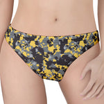 Yellow Black And Grey Digital Camo Print Women's Thong