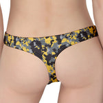Yellow Black And Grey Digital Camo Print Women's Thong