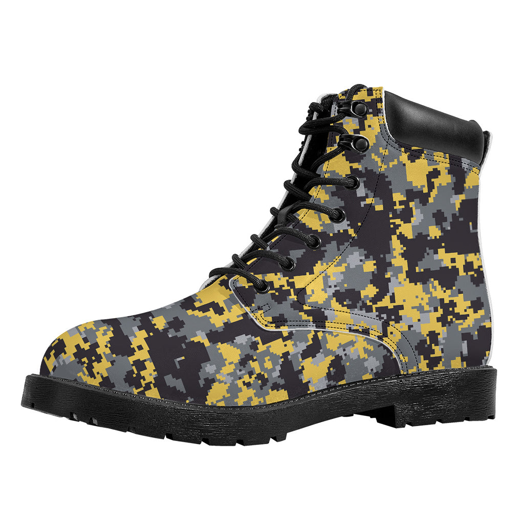Yellow Black And Grey Digital Camo Print Work Boots