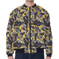 Yellow Black And Grey Digital Camo Print Zip Sleeve Bomber Jacket